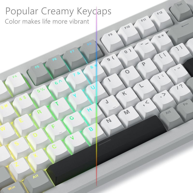 Womier Shine Through Keycaps, PBT Keycaps 60 65 75 100 Percent Cherry Profile Custom Key caps Set for Cherry Gateron MX Switches Mechanical Keyboard-Grey Creamy - Image 2